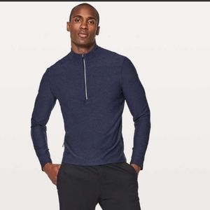 Lululemon Surge Warm 1/2 Zip Heathered Hero Blue / Black